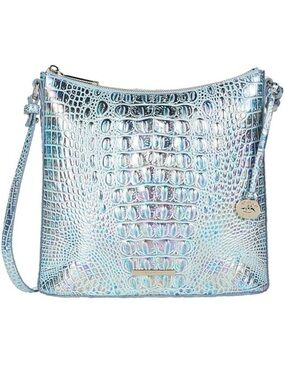 Brahmin Iridescent Croc-Embossed Crossbody - Light Blue Multi